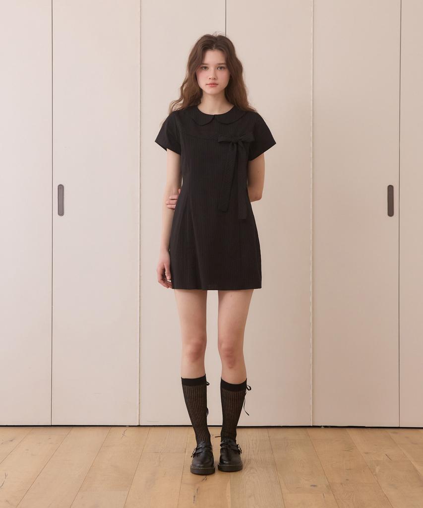 Adowl Oblique Ribbon Mini Dress - Black