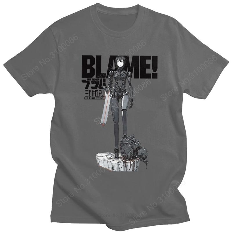 Blame 003 T Shirts Men's Cotton Hipster T-Shirt Sidonia Manga Heavy Industries Nihei Tsutomu Anime Tshirt Short Sleeve Tee Top