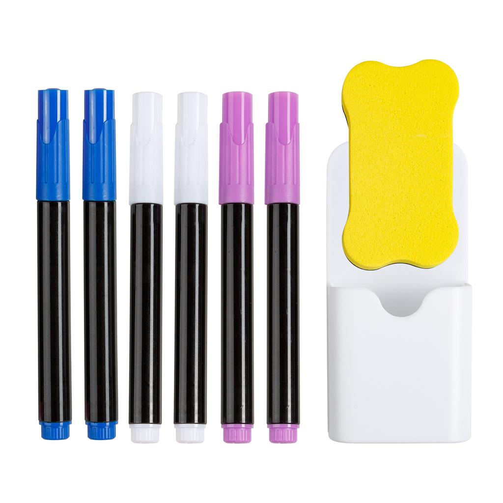 Прозрачный магнитный календарь для холодильника, набор 6 цветных маркеров и контейнер для ручек, еженедельное/пустое планирование