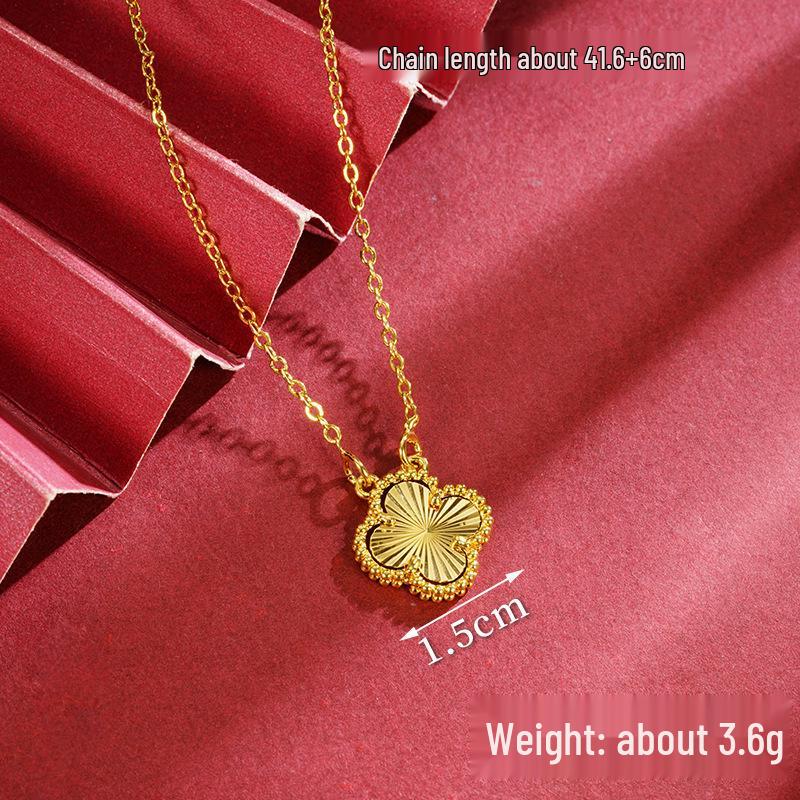 Вьетнамский набор из ожерелья-клевера с золотым покрытием, кольца и браслета с пятью цветами