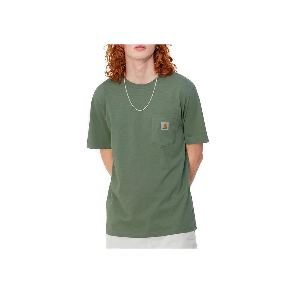 Carhartt WIP SS24 S/S Футболка с карманом и тканой графической этикеткой на переднем кармане Мужские футболки Зеленый I030434-1YF-XX
