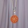 Jujube Wood Carved Mountain Ghost Necklace with Bagua Buckle and Seven Star Coin Pendant
