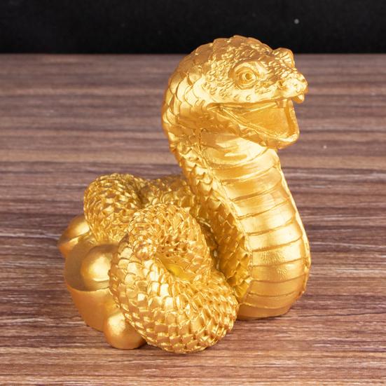 Статуэтка змеи китайского зодиака, коллекционная статуэтка змеи богатства из смолы 2025 года, украшение по фен-шуй для домашнего стола, книжной полки, декор