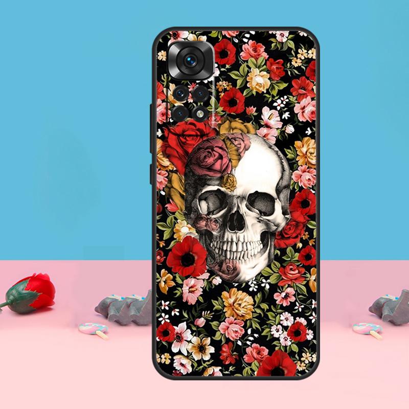 Чехол-обложка в готическом стиле с изображением черепа для Xiaomi Redmi Note 14 13 12 10 11 Pro 11S 12S Чехол для Redmi 15 15C 10C 12C 13C 14C
