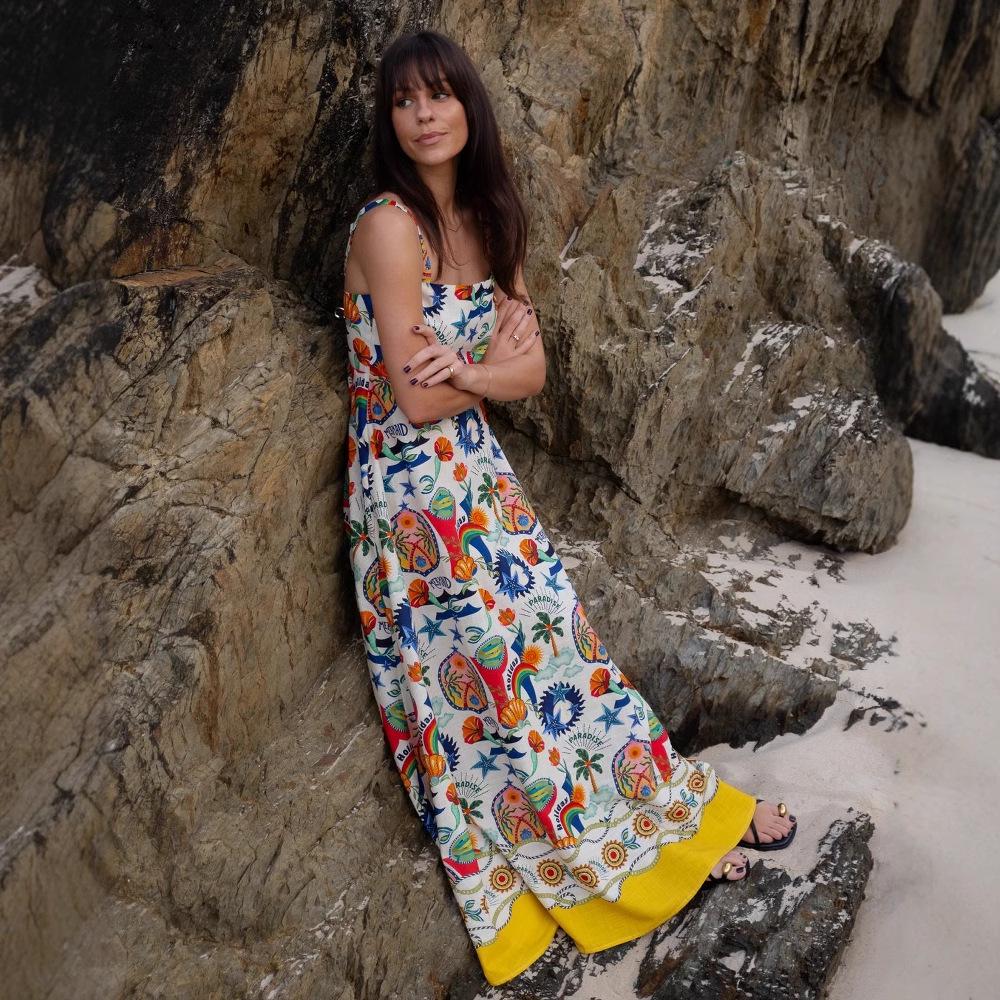 Весеннее платье-свинг с принтом граффити 2025 - Европейский и американский стиль