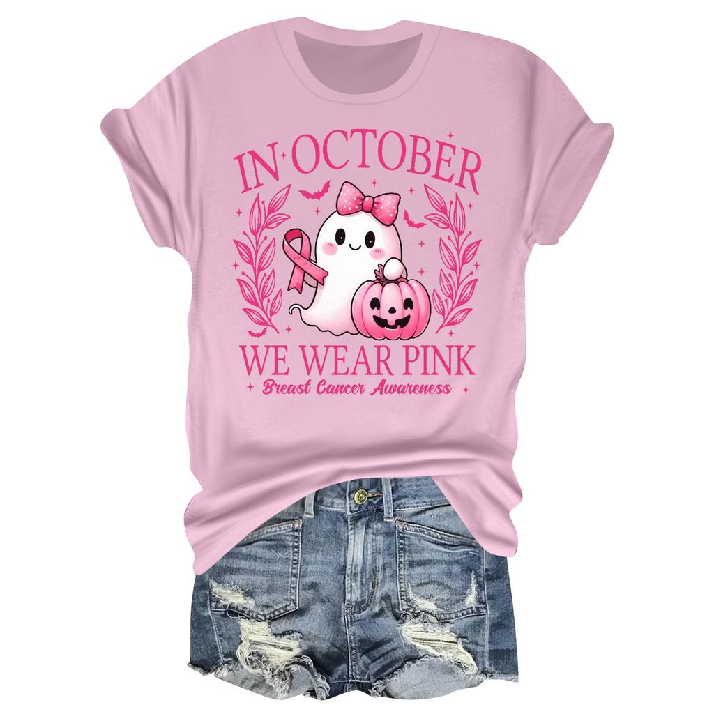 Женская повседневная футболка на Хэллоуин с принтом груди, пуловер с круглым вырезом, топ с короткими рукавами