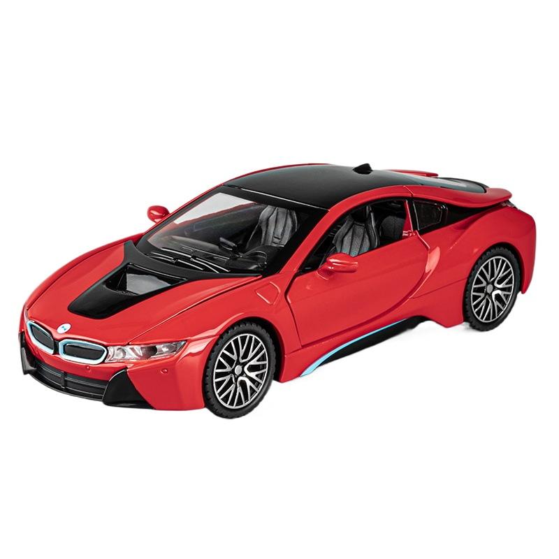Миниатюры 1/32 BMW I8 Super Sport Car High Simulation Diecast Alloy Model Car Sound & Light Pull Back Collection Kids Toy Gift