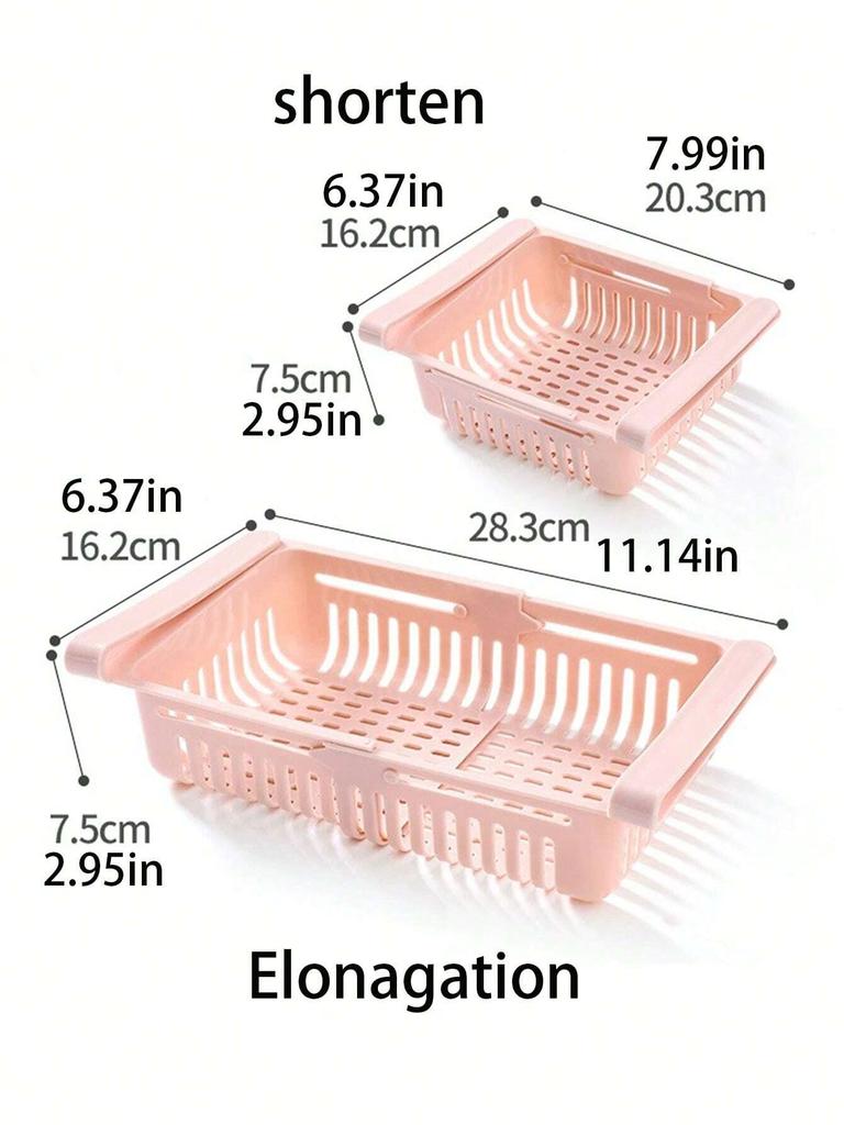 Корзина для хранения в холодильнике, расширяемая пластиковая полка-контейнер, органайзер для холодильника, ящик для экономии места, кухонные принадлежности