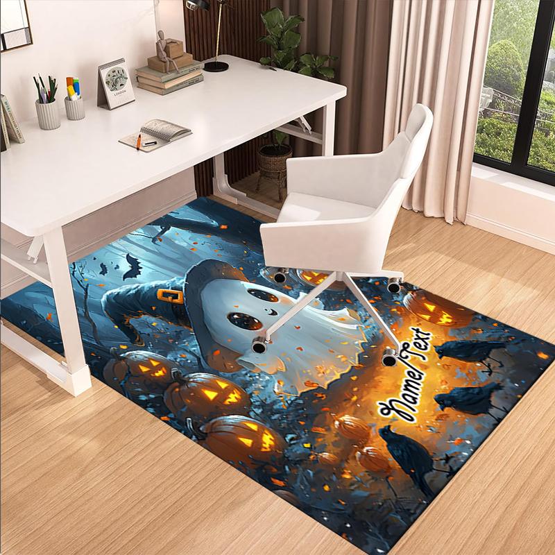 1PC Custom Name Halloween Ghost Forest Theme Floor Mat Ideal for Living Room, Game Rooms, Office, Bedroom,Floor Mat Playful Design