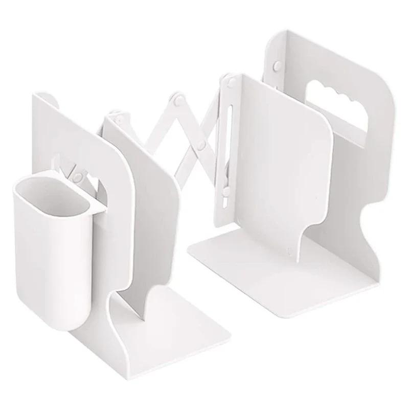 Выдвижные подставки для книг для полок Подставка для книг Регулируемая книжная полка с держателем для ручек Настольный органайзер Офисные принадлежности