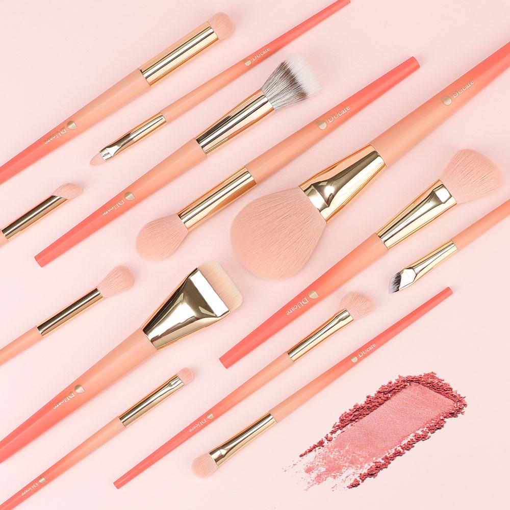 DUcare Набор кистей для макияжа, 14 шт., синтетическая пудра премиум-класса, тональная основа, контурные румяна, консилер, подводка для растушевки теней, набор кистей для макияжа