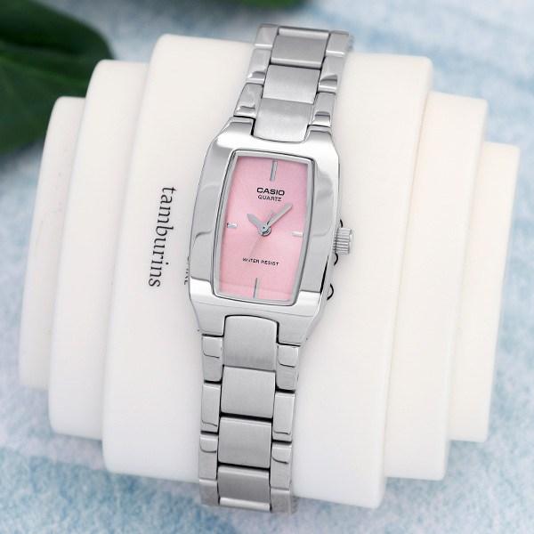 Casio Аналоговые женские наручные часы из металла с квадратным корпусом