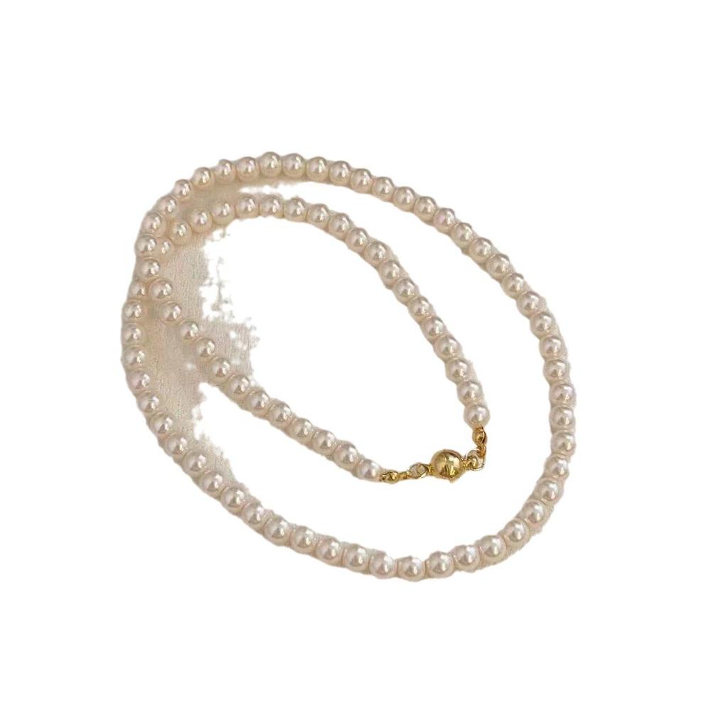 Elegant Magnetic Pearl Clavicle Necklace – High-End Versatile Sweater Chain for Women