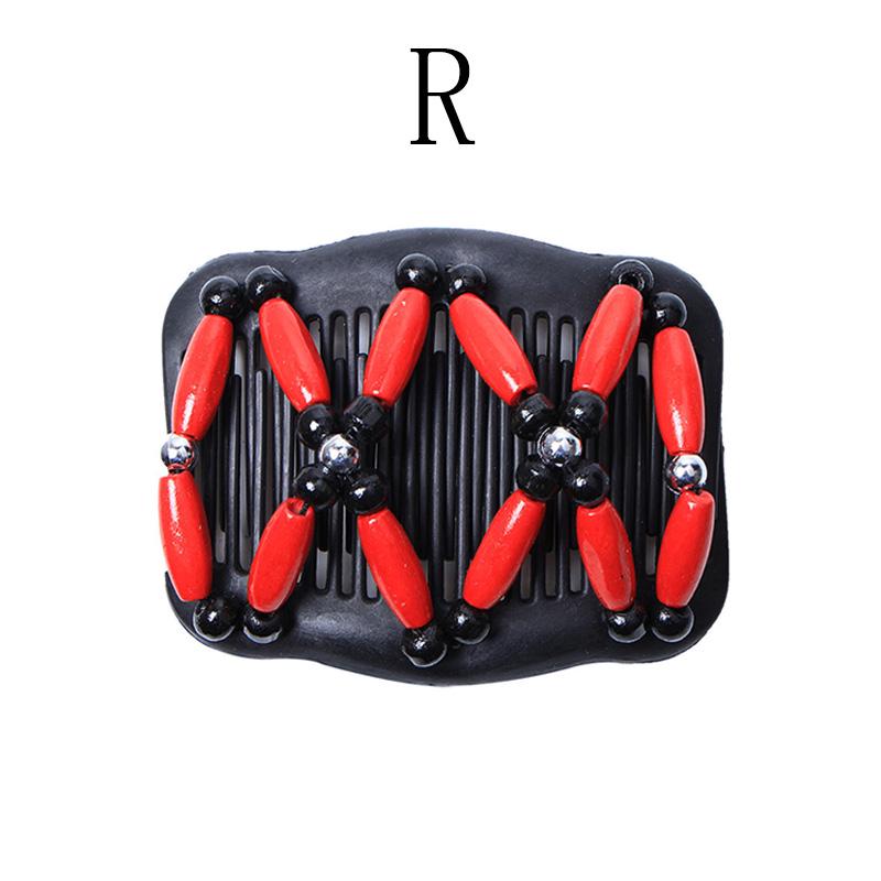 1Pcs Hair Comb Magic Double Slide Accessories Hair Clip Vintage Wood Beads Women Hairpin Stretchy Decoration