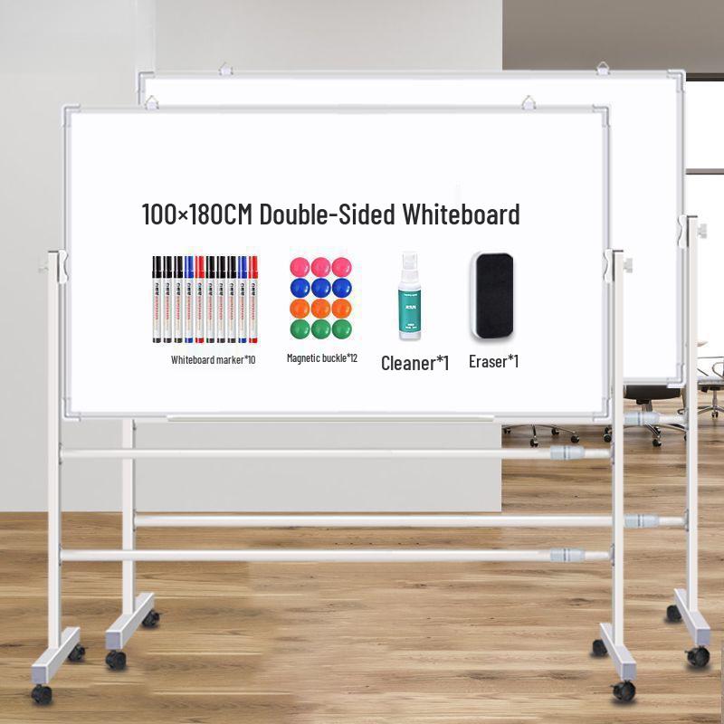 Double-Sided Mobile Easel Whiteboard/Blackboard for Home or Office Use