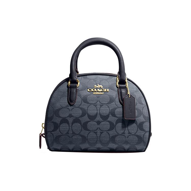 New COACH Sydney Canvas With Leather Shoulder Bag Crossbody Bag Handbag Small Size Women's Dark Blue CH140-IMDEI