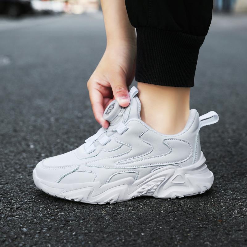 Детская повседневная обувь. Детские кроссовки для мальчиков и девочек. Однотонные белые туфли. Дышащие спортивные теннисные кроссовки для бега с сеткой.