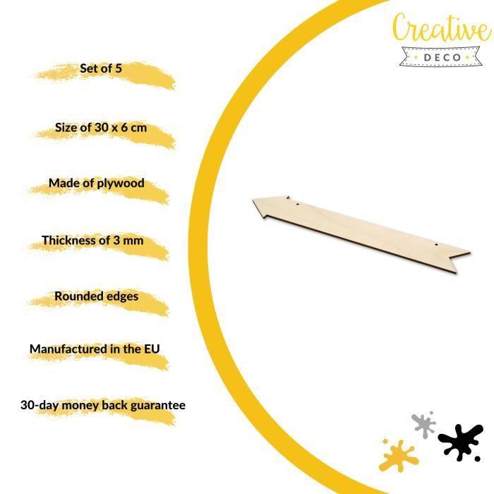 Flèches Décoratives - Creative Deco - 30 x 6 cm - Bois Contreplaqué - 5 pièces - A suspendre