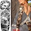 1 PC 480*170MM Full Arm Temporary Tattoo Sticker Sleeve Men Women Fashion Sexy Fake Tattoo Wolf  Lion Tiger Painting Tattoo Skull Angel Tattoo