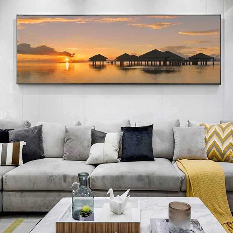 Плакаты с природным пейзажем Tableau Sunrise и принты на холсте, скандинавская современная настенная картина для гостиной, декор для спальни