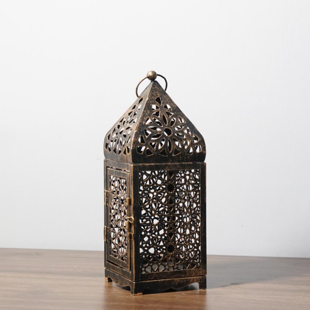 Metal Candle Lantern, Retro Hollow Moroccan Lantern Holder, Suitable for Home Decoration, Rustic Retro Farmhouse Wall Decoration, Candle Free