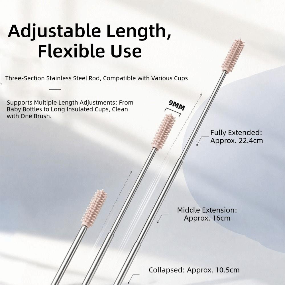 Heat Resistant Silicone Straw Brush 304 Stainless Steel Tube Cleaner Straw Maintenance
