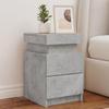 VidaXL Bedside Table with LED Lights, Bedside Cabinet with Storage, Nightstand, Night Cabinet, Modern, Concrete Grey 836755