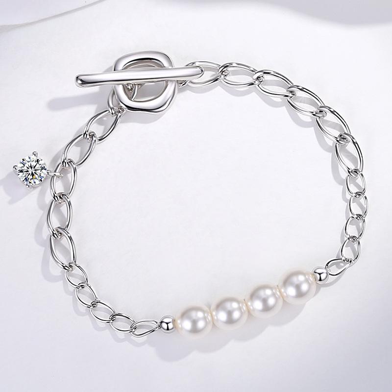 S925 Серебряные стеклянные бусины 30 очков Муассанит OT Браслет для женщин Европейская и американская мода Темпераментный браслет Серебряные украшения