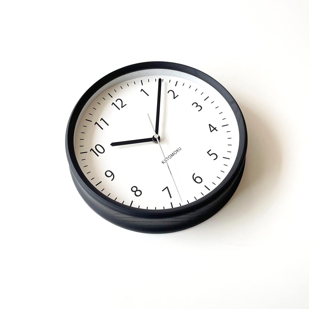 KATOMOKU Muku Clock 4, Black, km-57BKRC, Wall Clock with Continuous Second Hand, 30.6cm Diameter (radio-controlled Clock)