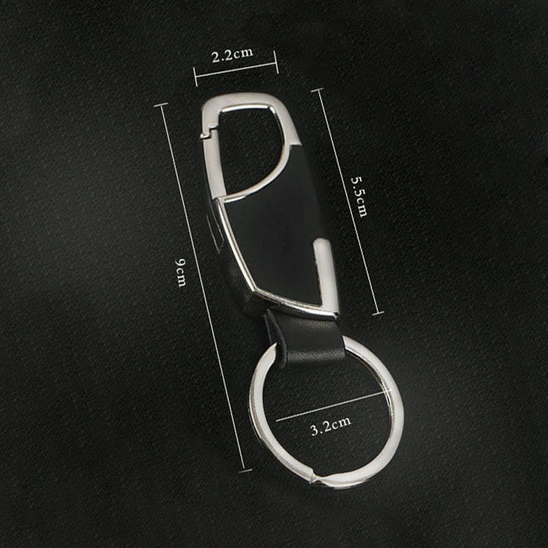 Кольцо с карабином для ключей. Металл, кожа