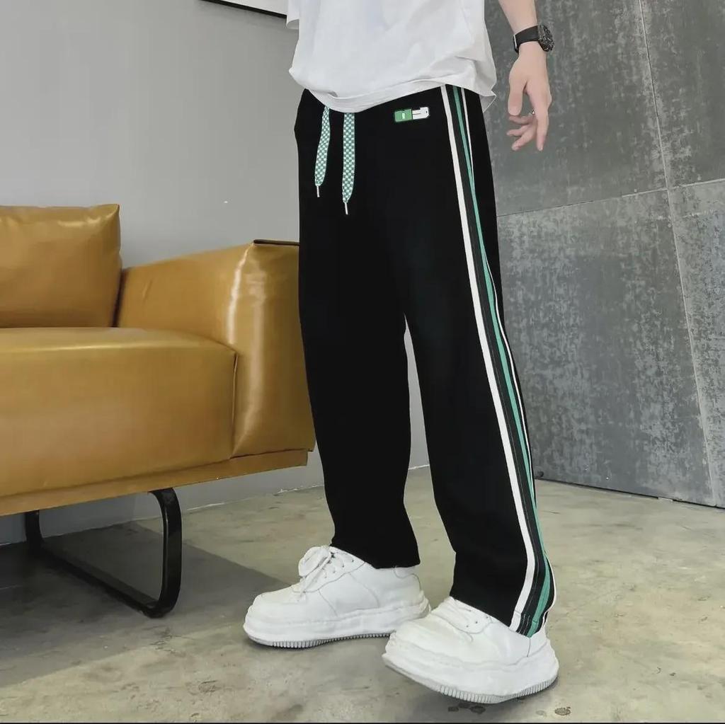 Мужские модные летние широкие брюки в полоску - свободный покрой, повседневный спортивный стиль