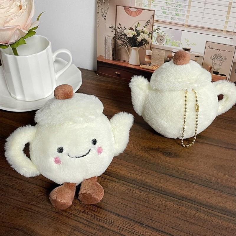 Plush Teapot Keychain Pendant Soft Toy Bag Purse Desk Decor Kids Gift