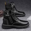 High-top Martin Boots Men's Shoes Autumn New Workwear Shoes Men's Trendy Versatile Black Leather Boots Casual Short Boots Trendy Shoes