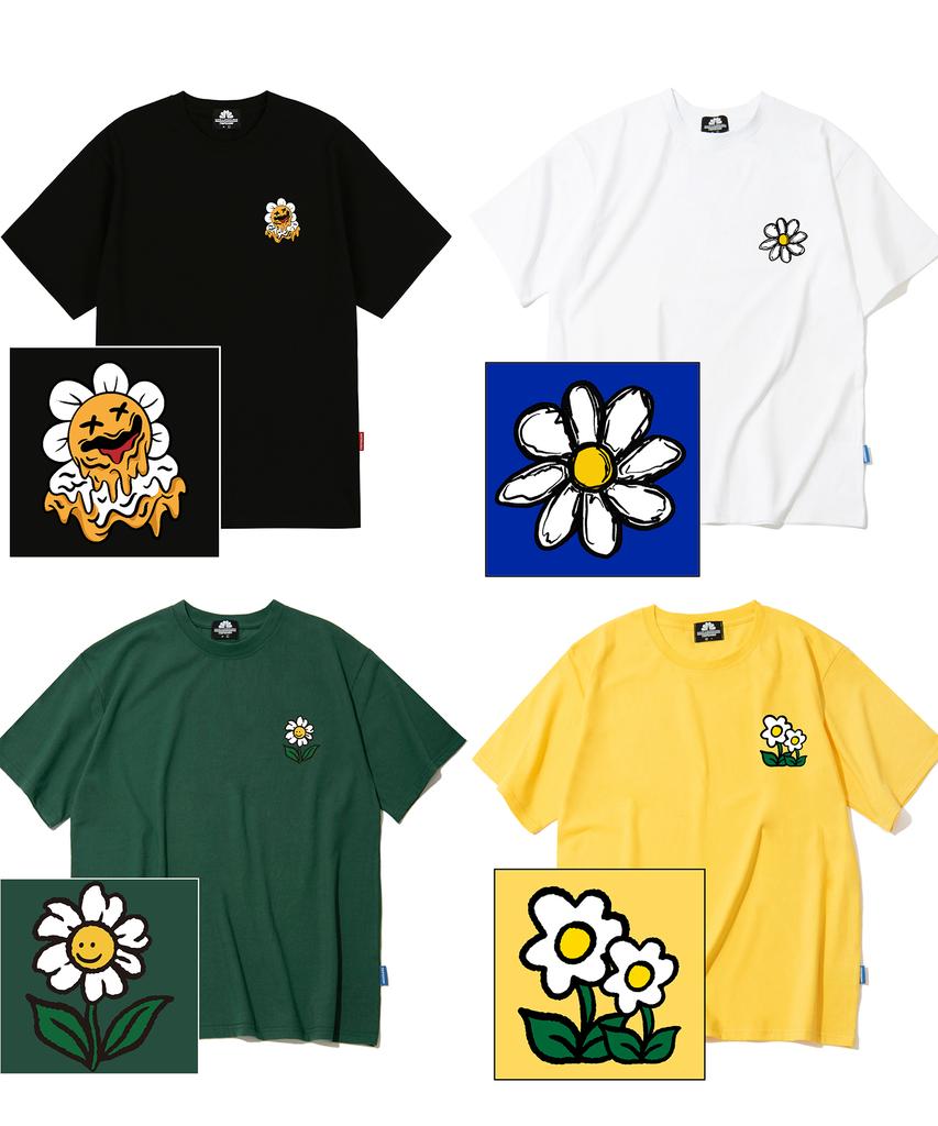 TRIPSHION Chill Flower Graphic Artwork T-Shirt Collection - 8 Colors (D Type)