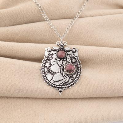 Натуральный черный родонит драгоценный камень 925 стерлинговое серебро женское ювелирное изделие дизайнерский кулон 1,9" для подарка CP-44-28