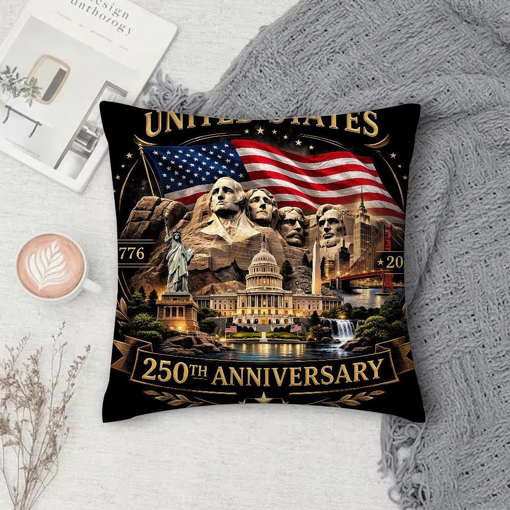 American th Anniversary Pillow Case Square DoubleSided Printing Sofa Cushion Cover Pillowcase Bedroom Bedside