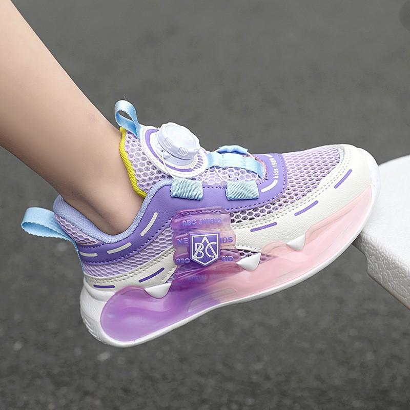 Youth style shoes Kids Breathable Mesh Running Shoes With Rotating Buckle Lightweight Sport Sneakers Boys Girls