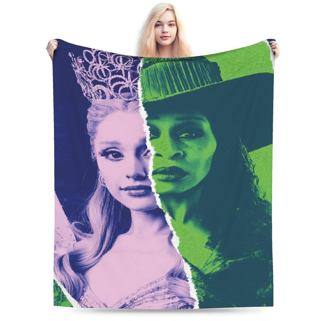 W-Wicked 2 Musical Movie Glinda Elphaba Blanket Soft Novelty Plush Throw Blanket For Boy Girl Couch Chair Cover