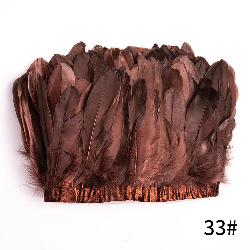 2M/Lot Real Geese Feather Fringe Ribbons Goose Feathers Trim Dyed for Dress Skirt Cloth Belt Decorative Clothing