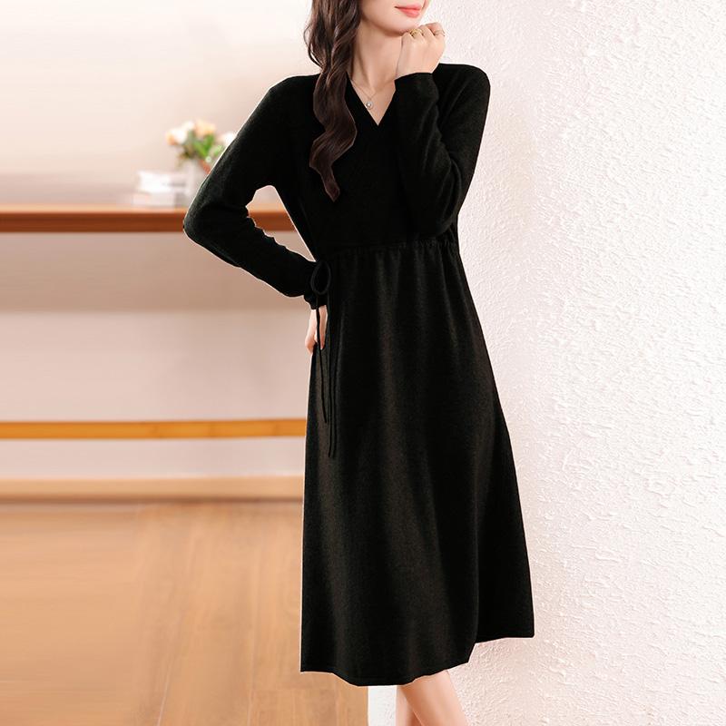 Women's Cashmere Dress Qinghe Cashmere 30% Cashmere 70% Wool Autumn and Winter Cashmere Skirt Soft and Warm