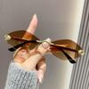 New Fashion Sunglasses Women Retro Brand Design Metal Small Diamond Frame Vintage Rhombus Rimless Shades Men Glasses