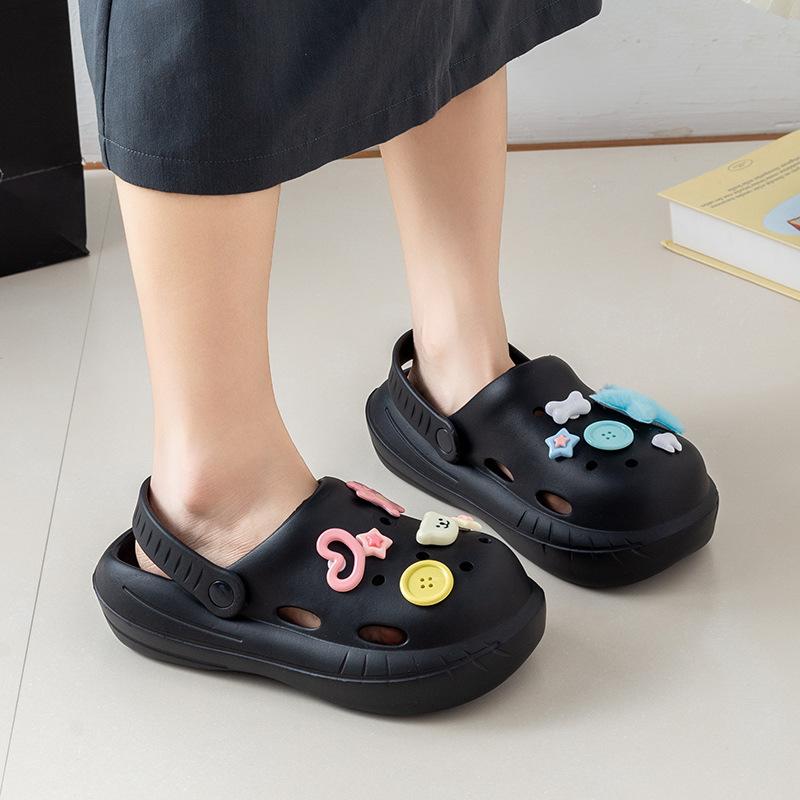 Милый декор своими руками Ева Сабо Женские сандалии на платформе С вырезами Закрытый носок Летние тапочки Женская мода Мягкая подошва Пляжные сандалии