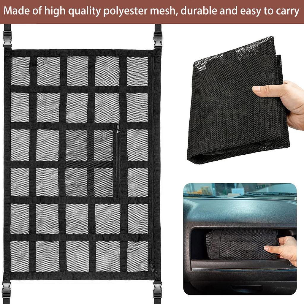 Car Roof Storage Net Pocket Car Roof Net Pocket Strong Load-Bearing Large Capacity Luggage Suspension Net Car Storage