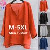 Men Breathable Comfy Solid Color Long Sleeve Loose Casual T-shirt Blouse M-5XL