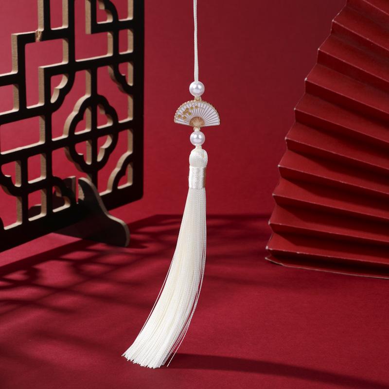 Pearl White Hanfu Style Tassel Pendant for Car or Bookmark