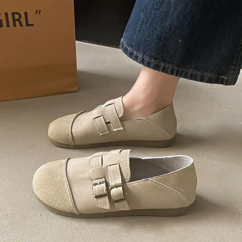 Fashion Elegant Party Woman Flats With Heel Moccasins Slip-on One-line Buckle Shoes for Women Stylish Fashionable Dress Chic Summer 2025