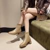 Fleece short boots women's white boots 2025 winter new thick heel Internet celebrity versatile thin boots popular single boots