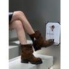 Autumn new pants matte leather tube boots big head short boots thick sole casual fashion versatile sleeve Martin boots women