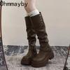 Thick Heel Women Knee High Boots Fashion Slip On Shoes Autumn Winter Laides Concise Knight Long Botas De Mujer