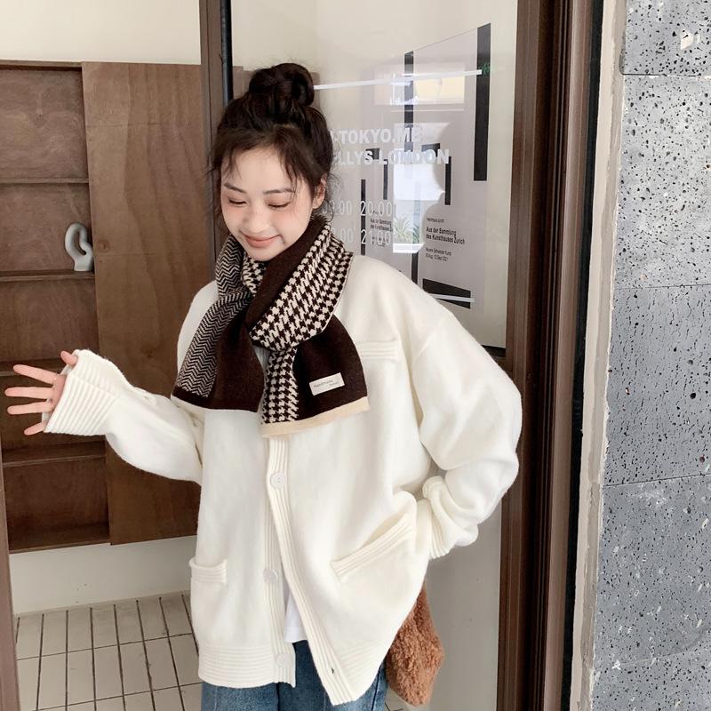 Women's Korean Style Knitted Scarf: Warm, Versatile, Neck Protection, Colorful, Decorative, Perfect for Autumn & Winter